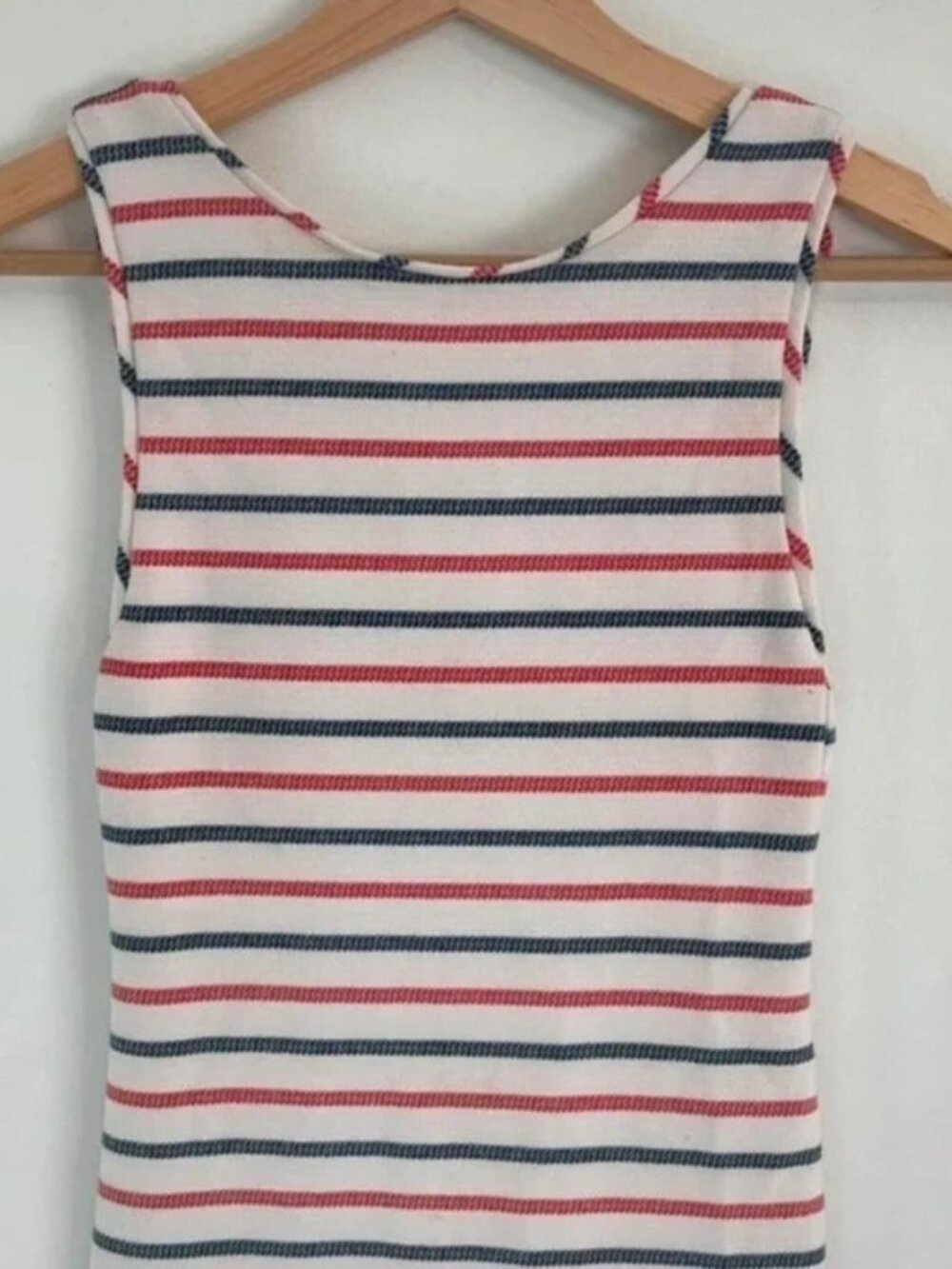 Zara Trafaluc XS striped bodycon dress – red navy white backless ribbed midi - Picture 2 of 5
